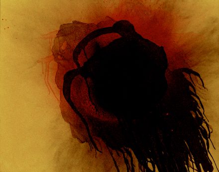 Otto Piene, Plusquamperfect [Past Perfect Participle], 2003, oil and fire on canvas, 31 ½” x 39 2:5”, Private Collection, Photograph © Ante Glibota.