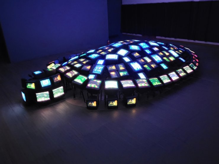 Nam June Paik’s 10-meter-long installation, “Turtle” (1993), is on view at the Daewangam Park as part of the Ulsan Art Museum’s series of inaugural exhibitions in the southeastern industrial city. Courtesy of the Ulsan Art Museum